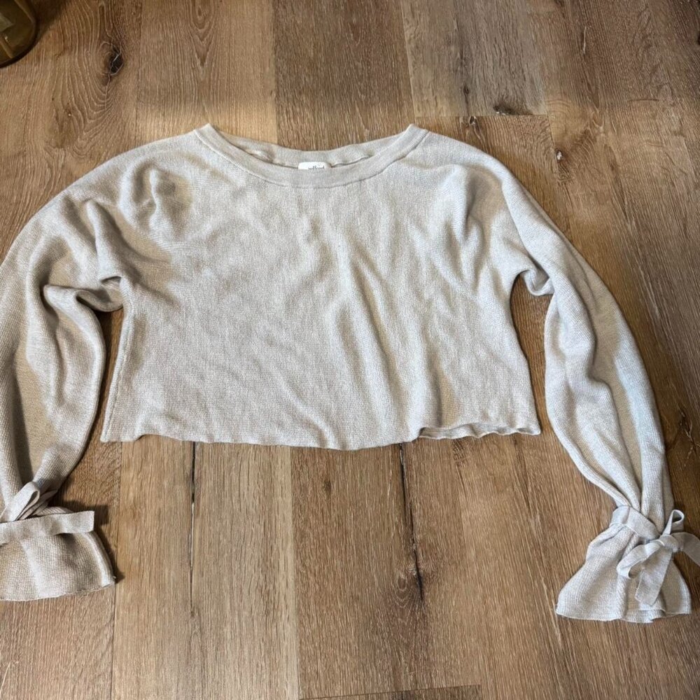 Wilfred Aritzia 100% Merino Wool Emmy crop Gray Sweater Size xsmall